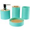 Hosoncovy Set di 4 Contenitori per Bagno, Set di Accessori da Bagno con Dispenser di Sapone, Tazza da Bagno, Portasapone, Portaspazzolino e Porta Dentifricio (Blu Chiaro)