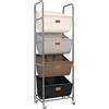 STORAGE MANIAC Cesto portabiancheria verticale con ruote, 4 sezioni con ruote e 2 strappi, cesto portabiancheria a 4 livelli per piccoli spazi, camera da letto