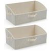 URMONA Set 2 Scatole Portaoggetti 28L, 50x28,5x20 cm Tessuto con Manici | Tessuto resistente, struttura pieghevole, manici laterali, 50x28,5x20 cm, vestiti, giochi, armadio, casa ordinata (Beige)