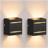 CHEVVY 2 pezzi Applique da Parete LED 7W,Vintage Applique Doppio slot 3000K | Lampada da Parete Moderno Bianco Caldo, Luci da Parete Interno,Luce Up Down per Camera da letto,Soggiorno (Nero)