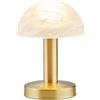 meineWunschleuchte Lampada da tavolo in ottone con paralume in vetro, colore bianco, funzione touch, altezza 21 cm