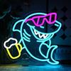 OYCGZV Targa al neon con squalo per decorazione murale, luce al neon per birreria, segno LED divertente USB dimmerabile per bar, casa, pub, camera da letto, ristorante, rifugio maschile, negozio, zona