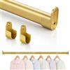 Poskena Asta appendiabiti allungabile, resistente, color oro, con staffe facili da montare, asta appendiabiti per armadio, 43-191 cm