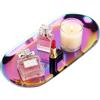 Tissting Vassoio Decorativo in Acciaio Inossidabile 18cm/23cm Stile Nordico Ovale da Appoggio Piatto per Torta Specchio Cosmetici Espositore per Gioielli per Cucina Bagno Soggiorno(23cm Technicolor)