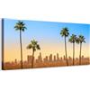 Generico Panorama di Los Angeles con palme al tramonto - Quadro stampa su tela con telaio in legno - 80x40 cm