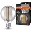 OSRAM Lampade a LED Dimmabile, Edizione vintage, 42 Watt Sostituzione, E27, G80, 1800 Kelvin, luce di comfort caldo, vetro trasparente, pacchetto singolo