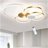 LIUYU Plafoniera LED Soffitto per Soggiorno Dimmerabile 100x82cm 90W Oro-Bianco | Lampadario soggiorno a 6 anelli moderno, lampada da soffitto con telecomando CCT 3000K‑6500K funzione memoria luce regolabile