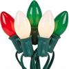 Doratale C7 Luci natalizie rosse, bianche e verdi, 6,5 m, luci natalizie vintage con 27 lampadine in ceramica, luci collegabili per albero di Natale, impermeabili, per esterni, feste invernali, vacanze
