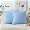 Home Brilliant Federa per cuscino blu in velluto a righe tinta unita con cerniera, 2 pezzi, azzurro, 45 x 45 cm, 45,7 cm