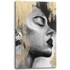 Printerland Quadro Soggiorno Verticale Astratto Donna Volto profilo oro Quadri moderni di tela canvas da Parete XXL Stampa su tela Camera da letto Decorazione Murale muro Arredo Cucina (40x70 cm, 2)