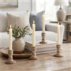 Inweder Portacandele conico in legno: decorazione rustica, set di 4 | Finitura anticata, portacandele in legno massiccio per mensola autunnale, centrotavola da pranzo, soggiorno, Ringraziamento