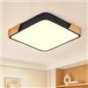 Kambo Plafoniera LED Soffitto 24W 2400LM Luce Legno Nero Piazza 31cm | Moderna Lampada 3000K illuminazione per Interni Soggiorno Camera Cucina Corridoio Ufficio