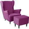 AQIGR Fodera Copripoltrona con Orecchie Elasticizzato con Copri Pouf, Rosa/Giallo/Verde Poltrona Protettiva 2 pezzi Copripoltrona 1 pezzo Copri Poggiapiedi Fodera per Cuscino Lavabile Rimovibile per Bar Sog