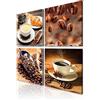 decomonkey Quadri Moderni Cucina Set - jedes Teil Caffè, 4 pezzi, 20x20 cm | Tela strutturata su telaio in legno, decorazione per soggiorno, camera da letto e ufficio, Quadro Stampa su Tela