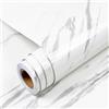 Yenhome Carta da Parati Effetto Marmo per Mobili 90x300cm Pellicola Adesiva Marmo Bianco per Cucina Bagno Camera Da Letto Bianco Rivestimento per Mobile Adesivi in PVC Piano Top Cucina Impermeabile
