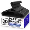 Iris Ohyama, Grucce in plastica multiuso, confezione da 30, appendiabiti salvaspazio a clip, gancio, nero, senza BPA, armadi, camicie, cappotti, cravatte, abiti, pantaloni, spessi, resistenti, CHG-165