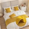GOFOHIMI Runner Letto Matrimoniale, Reversibile Jacquard Corridore Letto, Morbido Sciarpa e Federa da Letto, Modern Alberghi Scarf Runner Decorazione, Curcuma,30x50cm(Federa)