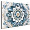 MuchoWow© Stampa su Tela Quadri da Salotto Moderni Soggiorno Canvas per | 60x40 cm - bagno Foto Decorazioni Parete Mandala - Blu - Bianco - Oro