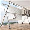 UVCMDUI Stendibiancheria Acciaio Inox, Stendi Panni Allungabile, Stendino Alto per Lenzuola Pieghevole Salvaspazio, Stendi Biancheria per Interno Esterno Balcone, Diametro del Tubo 2,5 cm,With wheel,1.5~2.4m