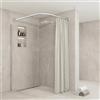 LLSZAHD Bastone Tenda Doccia Angolare, Asta Per Tenda Da Doccia Regolabile Forma Di L, Senza Foratura, Senza Supporto Soffitto, Asta Per Tenda Da Doccia In Acciaio Inox(Size:B 70-95cm x 90-130cm,Color:Silver)