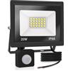 Jefedana 1pack-faro led esterno con sensore movimento 20W Bianco Caldo 3000K IP66 Impermeabile faretto esterno con sensore di movimento 2000LM faretto led da esterno per Cortile,Giardino
