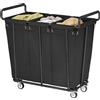 Gewudraw 360L Cesto Portabiancheria Sporca con Ruote, 3 Scomparti, Nero | Große Porta Biancheria con Maniglia, Fodera Estraibile, Cesta Portabiancheria per Bagno, Hotel, Casa, Lavanderia