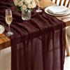 Baosind Runner da Tavolo Borgogna in Stile Boho, 300 x 80 CM Runner da Tavolo in Garza, Adatto per Matrimoni, Compleanni, Natale, Tavole di Capodanno e Decorazioni ad Arco