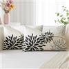 Artscope 2 Pezzi Dalia Floreale Nero Grigio Scuro Federe Cuscini Geometrico 30x50cm, Primavera Cuscino Boemia Fiori Decorativo in Lino per la Decorazione Domestica Soggiorno Camera da Letto Divano
