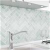 danario Rivestimento Paraschizzi Cucina Adesivo da Parete I Effetto Opaco I Spesso e Rigido I Ignifugo e Resistente all'Acqua I 0,40 mm I Spina di pesce - 60 cm x 60 cm