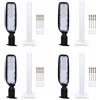 A2ZWORLD 4 Kit Lampione LED 50W 5000LM, Corpo Orientabile 45°, Bianco Freddo 6500K, Armatura Stradale IP65, Con Staffa Da Muro Incluso, 430X125mm, Palo Ø66mm