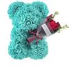 GDJIAYIYI Orso di rose regalo con scatola regalo trasparente, verde, 25 cm | Orsacchiotto di rose con bouquet di rose, regalo per San Valentino, festa della mamma, anniversario, Natale, compleanno