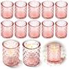 Hejo 12 Pezzi Vasetti per Candeline Rosa, Portacandele Vetro, 6,8 x 5,6 cm | Porta Candele da Tavolo Riutilizzabili, Portacandela para Tealights per Matrimoni Compleanni Natale, Centrotavola Decorazioni