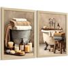 Nacnic Set Di 2 Stampe Decorative Per Il Bagno Stile Rustico, Immagini Vintage Da Spa Con Asciugamani E Vasca Da Bagno, Poster, Decorazioni Per La Casa A3 Senza Cornice