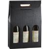 Generico 5 scatole per 3 bottiglie vino verticali modello bordolese borgognotta robuste strenne natalizie cartone accoppiato maniglia esterna cm 27x9x38,5h NERO