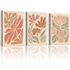 WENGTIAO 3 Pezzi Vintage Floreale Quadro su Tela Incorniciato | Stampa su Tela Minimaliste Astratte Colorati Fiori Quadri Moderni Soggiorno Camera da Letto Decorazioni Parete 30x40cmx3