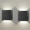CHEVVY 2 paia di applique da parete LED 7 W moderna per interni 4500K quadrati | colore nero, decorativo, illuminazione esterna per camera da letto, soggiorno
