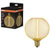OSRAM DECOR LED Globe 3,5W con filamento in paglia, bianco caldo accogliente 818, 150lm/1800K, vetro senza piombo trasparente color oro con filettatura E27, dimmerabile, diametro 125 mm.