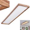 hofstein Plafoniera LED Longvic, moderna lampada da soffitto in metallo/MDF/plastica, colore nero/effetto legno/bianco, 36 Watt, 4300 lumen, 3000 Kelvin, lunghezza 120 cm