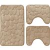 Corredocasa Set 3 pz Tappetini da Bagno Antiscivolo Sassolini Tappeti Memory Foam Vari Colori (Tortora)