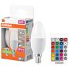 OSRAM Lampada LED, Attacco: E14, Warm White, 2700 K, 4,90 W, sostituzione per 40 W Incandescent bulb, opaco, LED Retrofit RGBW lamps with remote control,Confezione da 2