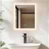 LUVODI Specchio Bagno con Luce 40x50cm: Specchio Bagno Led Retroilluminato con Antiappannamento, Dimmerabile 3 Colori Luce, Funzione Memoria, Vetro HD, Impermeabile IP66, 3000K-6000K