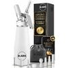 B-ARS Sifone da Cucina Panna 500ml Alluminio Bianco, Spume e Mousse | Beccucci plastica e acciaio, spazzola, borsa accessori, spume dolci e salate, mousse, panna