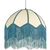 Beliani Retro Vintage Art Deco con frange per la lampada a sospensione Illuminazione con frange Campana Tessuto di carta di vimini Blu