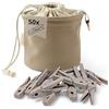 Livlig53 LIVLIG Sacchetto portamollette con 50 mollette in plastica riciclata, beige | 50 mollette da bucato in plastica riciclata per stendere la biancheria, con sacchetto beige