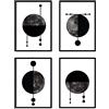 Nacnic set di 4 stampe artistiche in nordico e scandivano Quattro lune. Stampato su carta da 250 gr. Decorazione interna. A3 senza cornice.