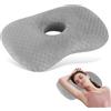 Mapille Cuscino per Piercing, 44x32x8cm, Cuscino a Ciambella con Foro 10cm, Altezza di Riempimento Aumentata, Ergonomico Piercing Pillow per Alleviare Dolore Orecchio Chi Dorme Sul Fianco (Grigio)