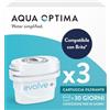 Aqua Optima Evolve+ 3 Filtri Acqua - Riduce Calcare, Compatibile con Brita | Compatibile con Maxtra, Maxtra+ e PerfectFit, riduce cloro, microplastiche e piombo, 3 cartucce filtranti = 90 giorni