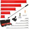 Generisch Set di spatole per superfici (20, 40, 60, 80, 100 cm) e asta telescopica da 86 cm a 207 cm con adattatore, kit di spatola levigante multifunzione per cartongesso professionale, intonaco (rosso)