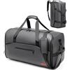 Moulyan - Borsone da viaggio convertibile con scomparto per scarpe, 3 in 1, impermeabile, con tracolla, per uomo e donna, Grigio, 62 cm x 31 cm x 32 cm, Borsa porta abiti da viaggio
