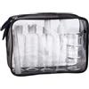 MOCOCITO Beauty Case da Viaggio, MOCOCITO Trousse Trasparente + 8 Bottiglie(Massimo 100 ml) + Volo Borsa da Toilette Viaggio Custodia Trucco(20x20cm), Approvata Dai Regolamentazioni UE & UK